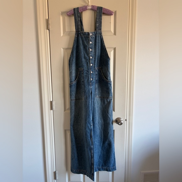 Free People We The Free Fields of Flowers Denim Overalls Women Size Small - Picture 6 of 12